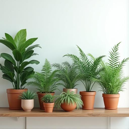 Selezione di piante da interno in vasi decorativi